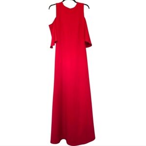 Manuela Giraldo Red Cold Shoulder Evening Maxi Dress Size Small